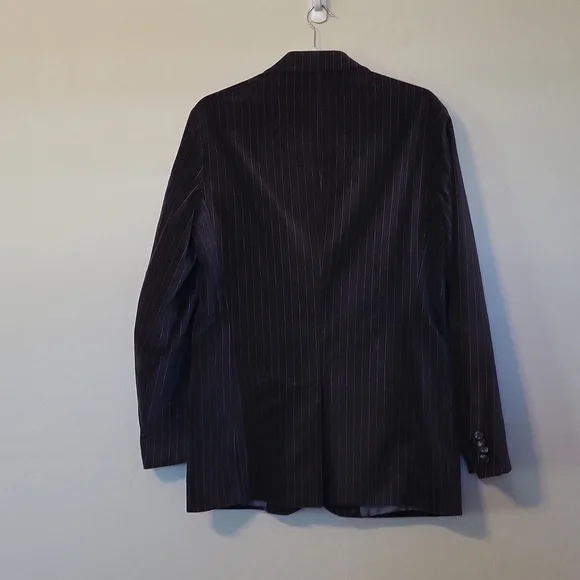 BOSS Hugo Boss Gray Pinstripe Velvet Slim Fit Dark Gray Light Gray Blazer 40R